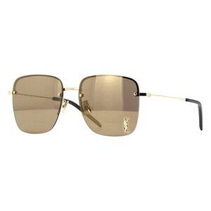 New SAINT LAURENT Gold Semi Rimless Square SL312 M 006 Sunglasses Women